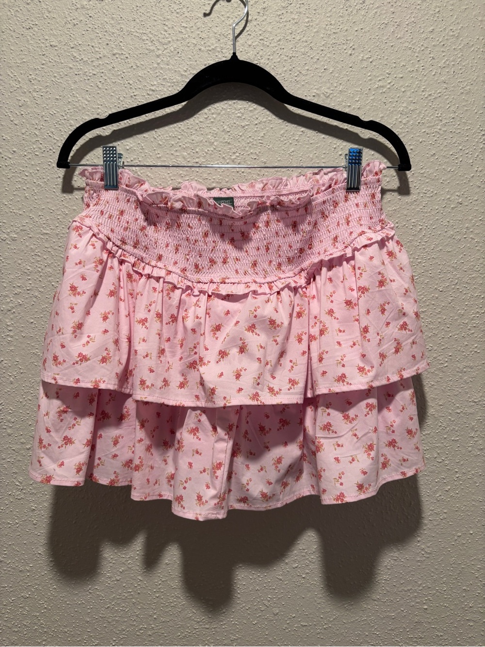 wild fable pink floral tiered skirt
